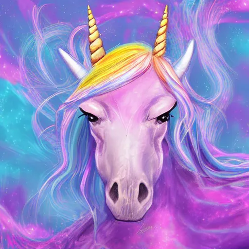 Prompt: unicorn, eater of worlds digital painting