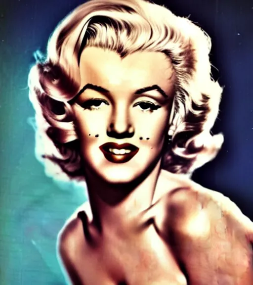 Image similar to 1950 autographed picture of Marilyn Monroe in color