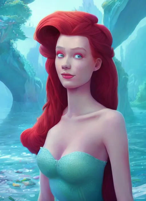 Image similar to princess ariel, hyper - detailed matte digital painting, concept art, official fan art, fantastically pastel colors, by jesper elsing and lois van baarle and ilya kuvshinov and ian spriggs, cinematic lighting, studio quality, unreal engine 5 and octane render, smooth render, behance hd, trending on artstation hq