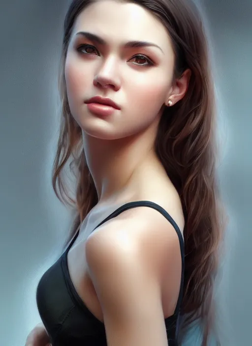 Image similar to photo of a gorgeous young woman in the style of stefan kostic, realistic, sharp focus, 8k high definition, insanely detailed, intricate, elegant, art by stanley lau and artgerm