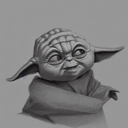 Prompt: pencil sketch of low polygon cute baby yoda by Leonardo DaVinci