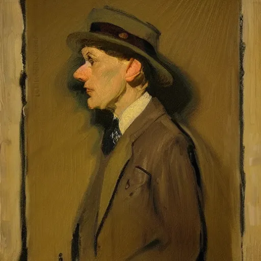 Image similar to portrait of a nihilist by walter sickert, john singer sargent, william orpen, oil on canvas, national portrait gallery