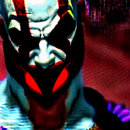 Image similar to film still of kratos as the joker in the new batman movie