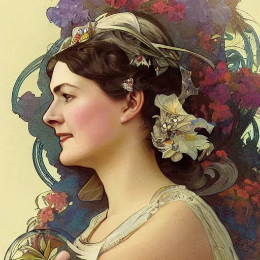 Image similar to amazing lifelike award winning pencil illustration of the duchess of Devonshire Debo Mitford trending on art station artgerm Greg rutkowski alphonse mucha cinematic