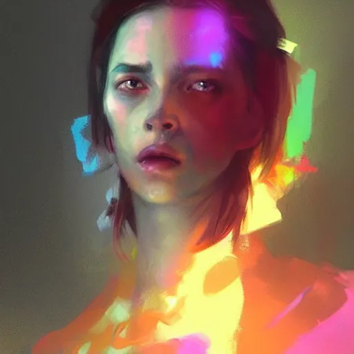 Image similar to portrait of a beautiful alyx vance, volume lighting, concept art, by greg rutkowski!!, colorful, xray melting colors!!