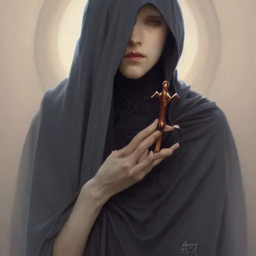 Image similar to portrait of grim reaper, intricate, elegant, highly detailed, digital painting, artstation, concept art, smooth, sharp focus, illustration, art by artgerm and greg rutkowski and alphonse mucha and william - adolphe bouguereau