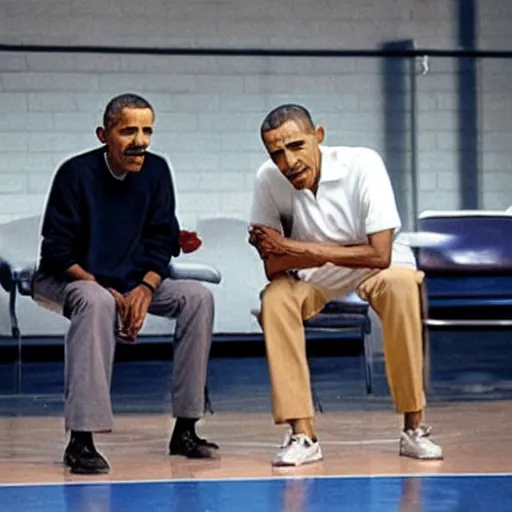 Image similar to walter white and obama playing basketball together