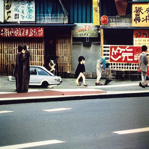 Prompt: Japan 1970's streets, color photo by Slim Aarons