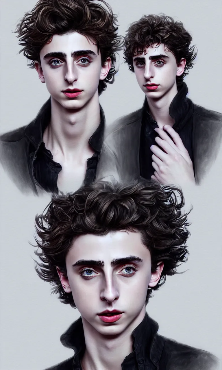 Prompt: Timothée Chalamet digital art by Stanley Artgerm Lau, WLOP, Rossdraws, full body with dynamic pose, ful dressed, highly detailed award-winning masterpiece with incredible and beautiful details, trending on ArtStation