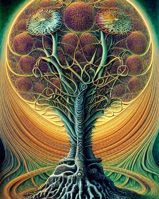 Image similar to tree of life by roger dean and andrew ferez, art forms of nature by ernst haeckel, divine chaos engine, symbolist, visionary, art nouveau, botanical fractal structures, organic, detailed, realistic, surreality