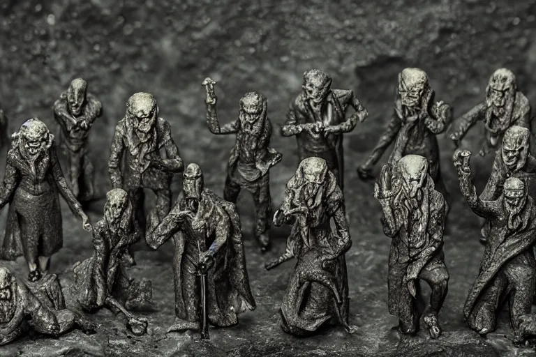 Image similar to a miniature figurine of lovecraft's elder gods, detailed, tilt shift, product photography