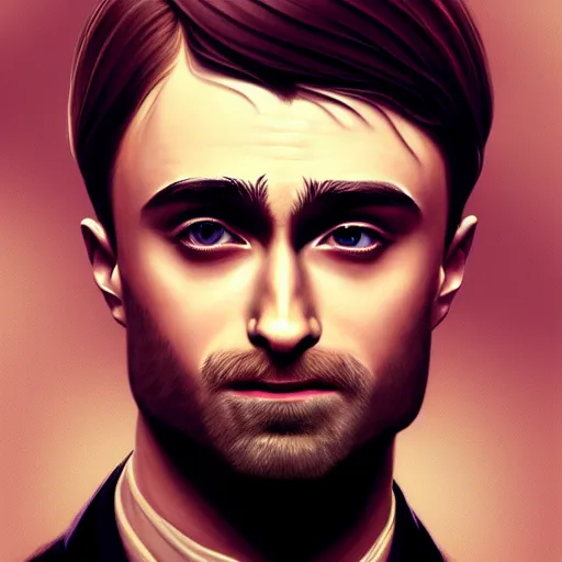 Prompt: symmetry portrait of daniel radcliffe, intricate, elegant, highly detailed, digital painting, artstation, concept art, smooth, sharp focus, illustration, art by artgerm and greg rutkowski and alphonse mucha