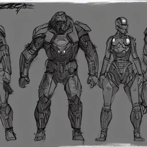 Image similar to sketches concept art standard tactial soldier lightweight nano cyber armor chest gear military modern alien era variants digital outline