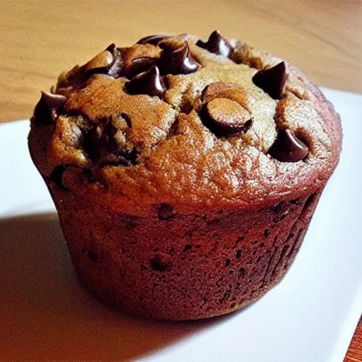 Image similar to a delicious chocolate chip muffin, food art, art by artgerm