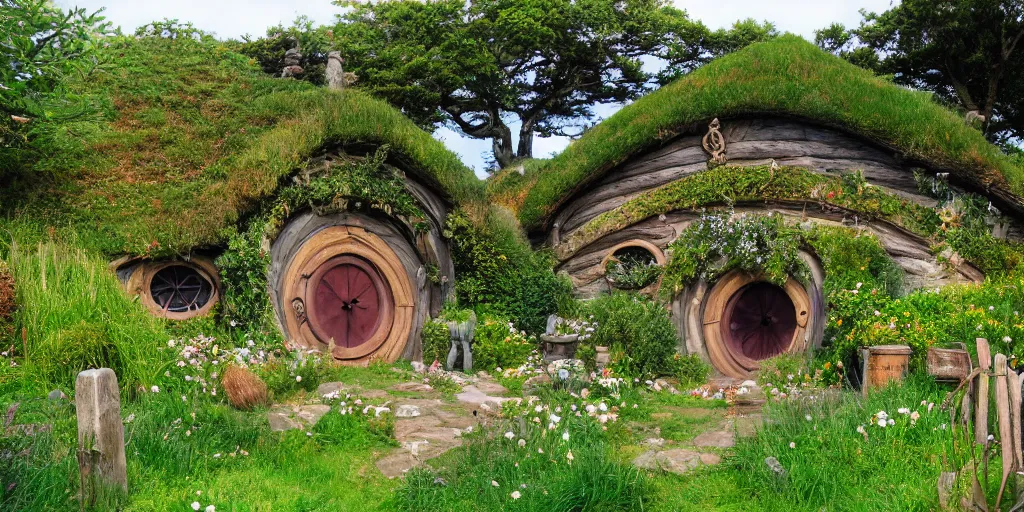 Image similar to hobbiton in the style of studio ghibli, film still