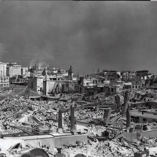 Image similar to A photo of a Madrid after a nuclear bomb in the Spanish Civil War