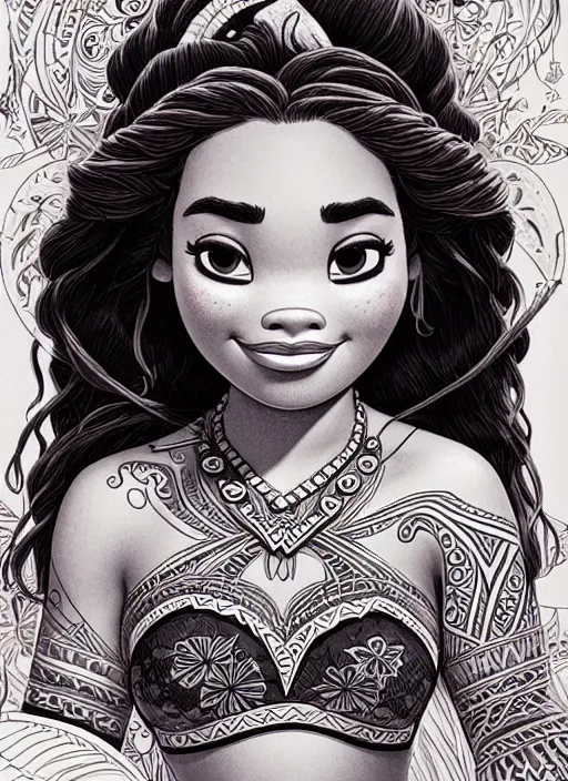 Image similar to highly detailed portrait of disney's moana, magnificent, photographic realistic background, by james gilleard, by joe fenton, by kaethe butcher, trending on instagram, award winning details