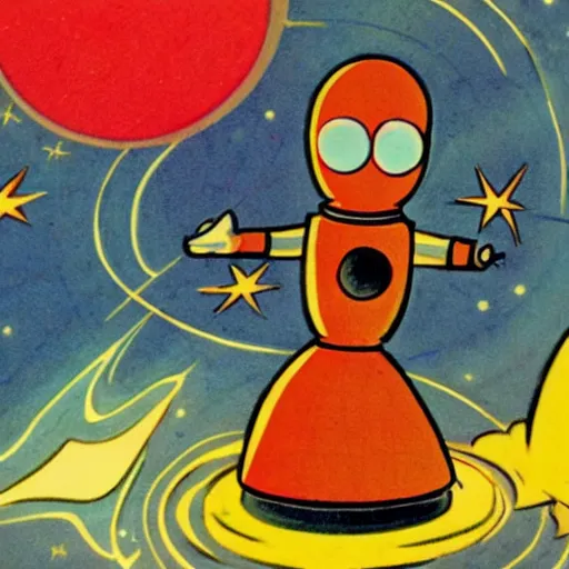 Prompt: Liminal space in outer space, Old 50s cartoon