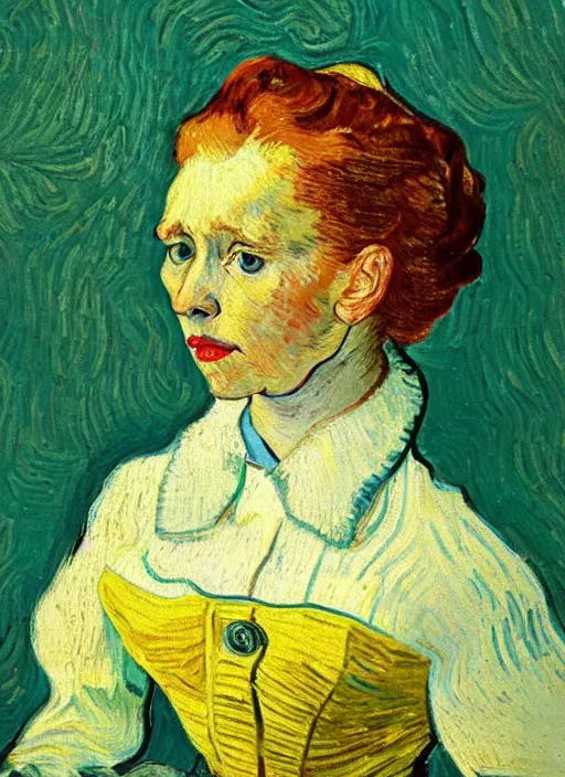 Prompt: lifelike oil painting portrait of belle by van gogh