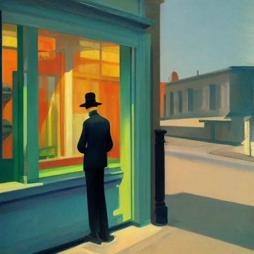 Image similar to man with a bag on his head, by Edward Hopper and James Gilleard, highly detailed