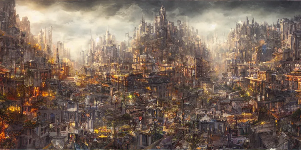 Prompt: still film of carlentini as a fantasy city, cinematic view, panorama photo, extremely detailed and vibrant, award winning, digital painting