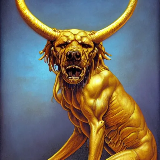 Prompt: portrait of a golden bone beast, by Gerald Brom