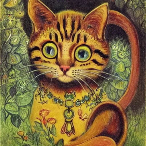 Prompt: a mouse and a cat, fantasy art, louis wain