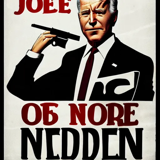 Image similar to noir movie poster of Joe Biden holding a smoking handgun