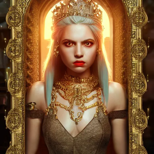 Prompt: wonderful princess of chains with fair skin, ornate 8 k gorgeous intricate detailed, accent lighting, dramatic light, octane render, framed