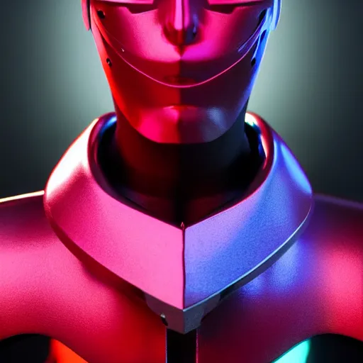 Image similar to hyperrealistic 3 d render of a colorful bust of knight with futuristic fashion elements created by ludvig holmen, brilliantly colored, kingdoms of ether, octane render, 3 d animated, unreal engine 5, volumetric lighting, hdr, cinematic atmosphere, smooth surface, 8 k