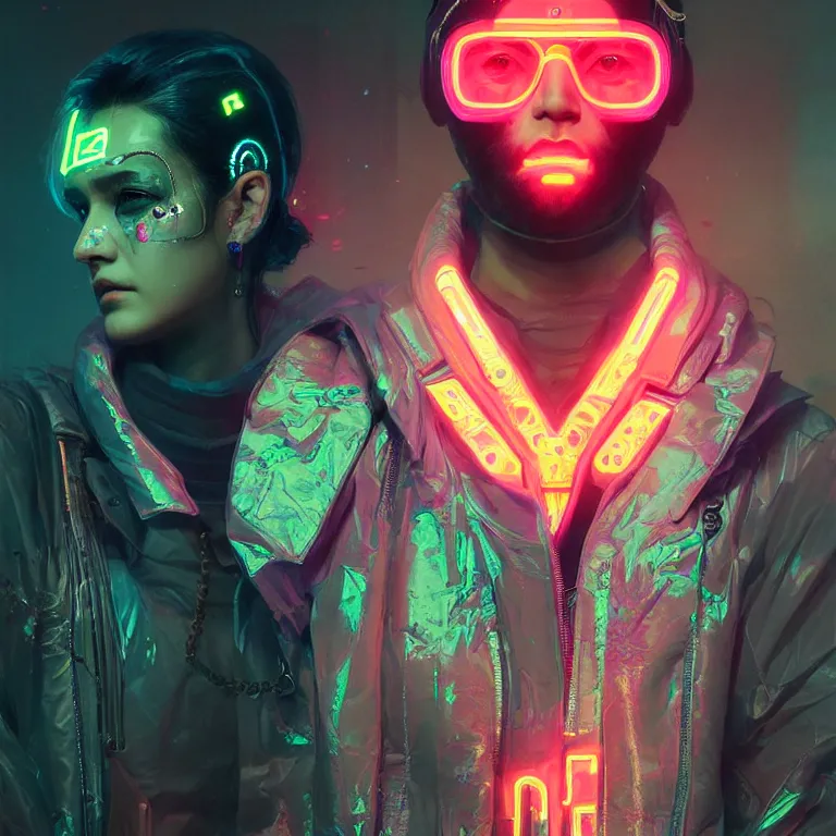 Image similar to etailed portrait virgul, neon operator, cyberpunk futuristic neon, reflective puffy coat, decorated with traditional chinese ornaments by ismail inceoglu dragan bibin hans thoma greg rutkowski alexandros pyromallis nekro rene maritte illustrated, perfect face, fine details, realistic shaded, fine - face, pretty face