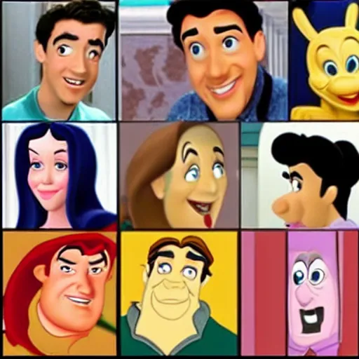 Image similar to of many disney characters that are based on the friends comedy programme characters