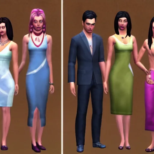 Prompt: cast of original Dynasty in The Sims 2