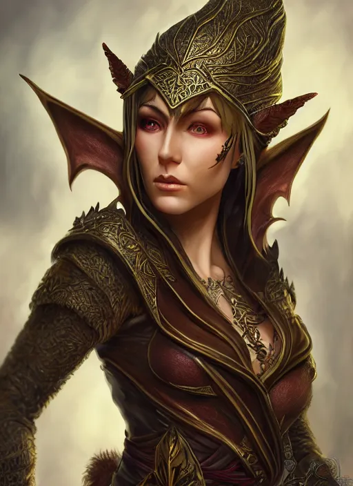 Image similar to full body, very fine art oil painting of a D&D style elven female thief with a very beautiful face and centered eyes wearing full intricate clothing, ultra detailed, octane render, 4K, micro details