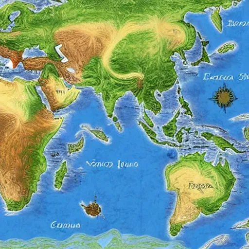 Prompt: fantasy world map, continents.