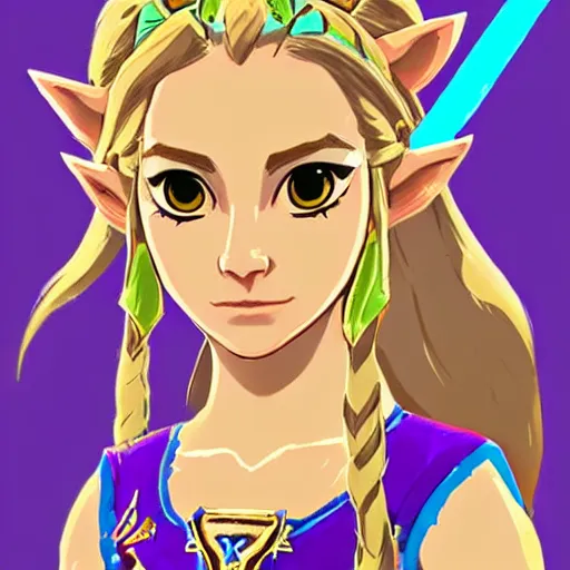 Image similar to a portrait of princess zelda from the legend of zelda breath of the wild, breath of the wild art style.