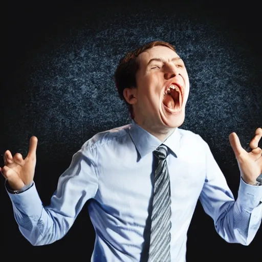 Image similar to person going insane, stock photo