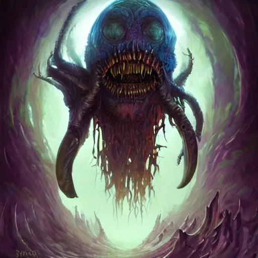Prompt: eldritch abomination, oil painting, cinematic, intricate complexity, rule of thirds, in the style of Adam Paquette, Svetlin Velinov, Daarken, Artgerm, Keith Thompson, and Eric Deschamps, face by Artgerm and WLOP, magic the gathering art, character concept