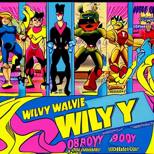Image similar to 90s cartoon blockbuster movie rental, wavy