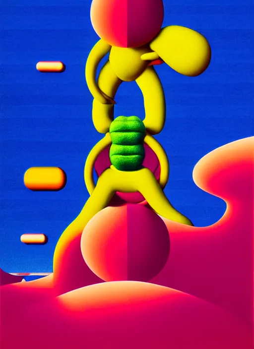 Image similar to final whish end by shusei nagaoka, kaws, david rudnick, airbrush on canvas, pastell colours, cell shaded, 8 k