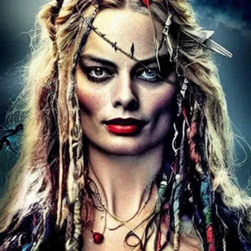 Image similar to margot robbie replacing johnny depp in the lead role in pirates of the caribbean ( 2 0 2 4 ) film poster