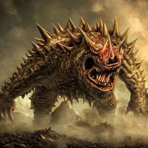 Image similar to Giga Bowser, Resident Evil virus concept art, destroyed kingdom, highly detailed, horror, scary, terrifying, horrific, hd 4k