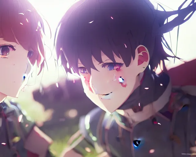 Image similar to the aftermath of a battle in a field anime key visual, official media, illustrated by wlop, extremely detailed, 8 k, trending on pixiv, cinematic lighting, beautiful