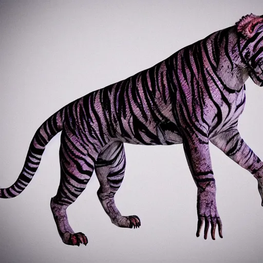 Image similar to monster dog tiger fusion cosmic horror made of angles drooping skin hyper realistic