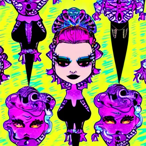 Image similar to psychedelic monster high detail