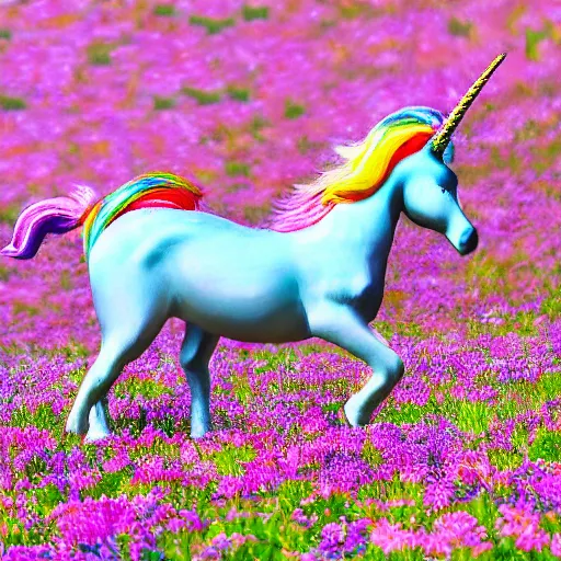 Image similar to unicorn sharp focus colorful photograph long tail flying