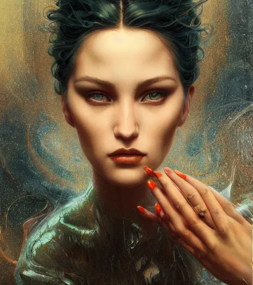 Prompt: portrait of the last touch by karol bak, James Jean, tom bagshaw, rococo, Trending on artstation, cinematic lighting, hyper realism, octane render, 8k, hyper detailed.