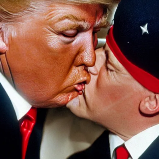 Image similar to still of donald trump kissing adolf hitler