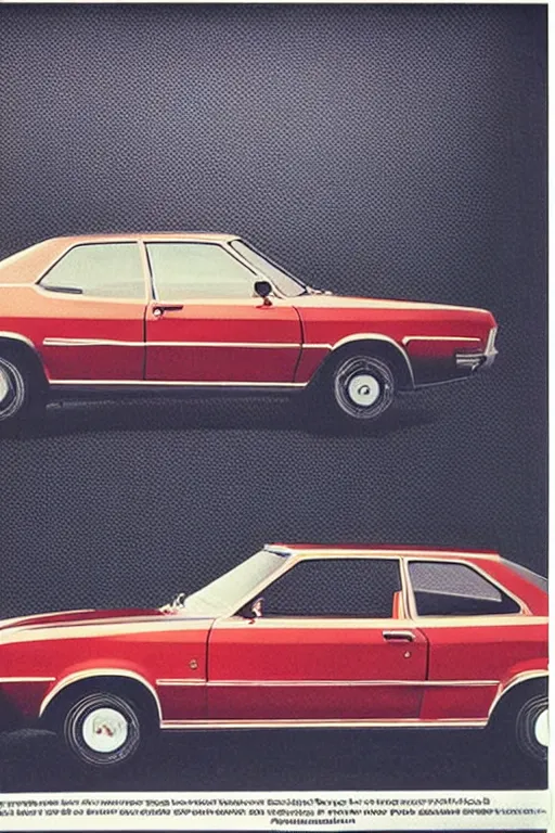 Prompt: car avertissement from the 7 0 s, print in newspaper, halftone effect, big price, on sales