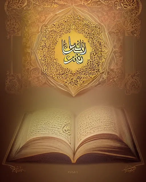 Image similar to pages of the quran falling down, gold filigree, romantic storybook fantasy, soft cinematic lighting, award, pastel color palette, featured on artstation